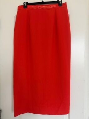 Orange Maxi Skirt with Braided Waist Detail